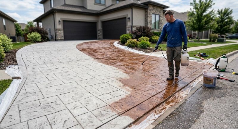 Concrete Driveway Staining in Frisco, TX