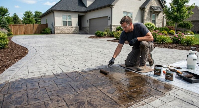 Concrete Driveway Staining in Frisco, TX