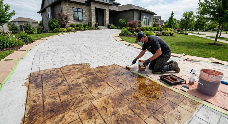 Concrete Driveway Staining in Dallas, TX