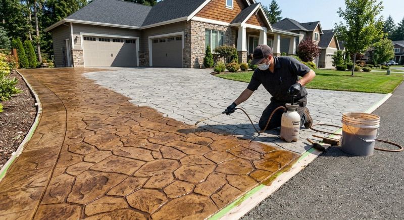 Concrete Driveway Staining in Dallas, TX